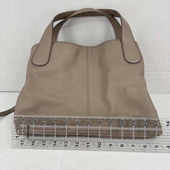 Fossil Maya Satchel Handbag Beige Leather Multi Compartment Zip Magnetic Snap - Picture 9 of 12